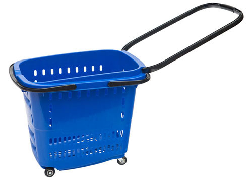 Porcellana Il cestino della spesa blu 55L con le ruote per la drogheria, 4 spinge i cestini della spesa con le maniglie fornitore