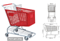 Carrello di plastica di acquisto, carrello del supermercato, plastica e carrello del metallo fornitore