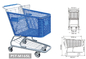 Carrello di plastica di acquisto, carrello del supermercato, plastica e carrello del metallo fornitore